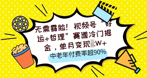无需露脸，视频号“好运+哲理”赛道冷门掘金，单月变现2W+，中老年付费率超90%-生财赚 -赚钱新动力