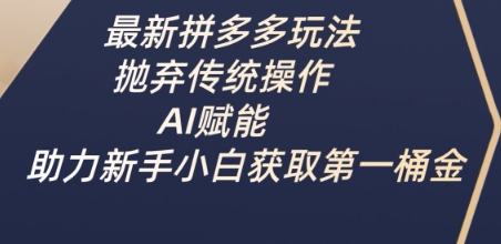 最新拼多多玩法，抛弃传统操作，AI赋能，助力新手小白获取第一桶金-生财赚 -赚钱新动力