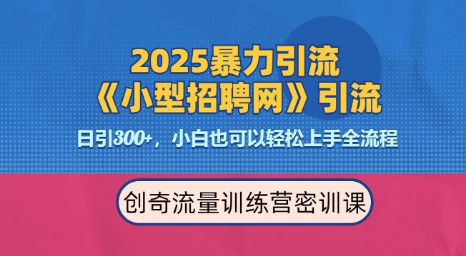 2025最新暴力引流方法，招聘平台一天引流300+，日变现多张，专业人士力荐-生财赚 -赚钱新动力