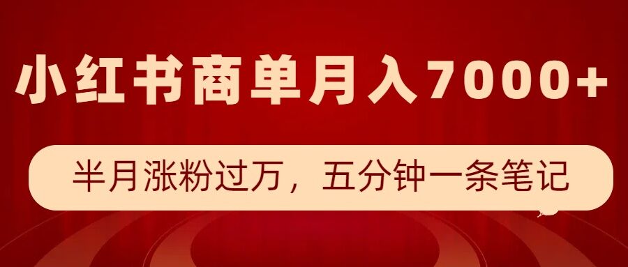 小红书商单最新玩法，半个月涨粉过万，五分钟一条笔记，月入7000+-生财赚 -赚钱新动力