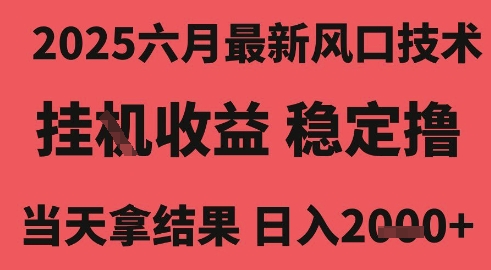 2025六月最新风口技术，无人挂G撸礼物，长期稳定 一个小时收益2k+，小白当天拿结果【揭秘】-生财赚 -赚钱新动力