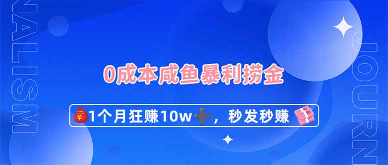 （14257期）0成本闲鱼暴利捞金，1个月狂赚10W+，秒发秒赚新玩法-生财赚 -赚钱新动力