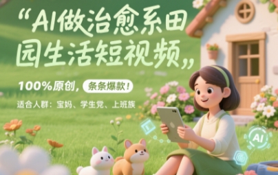 AI做治愈系田园生活短视频，100%原创，条条爆款，无脑矩阵， 适合小白-生财赚 -赚钱新动力
