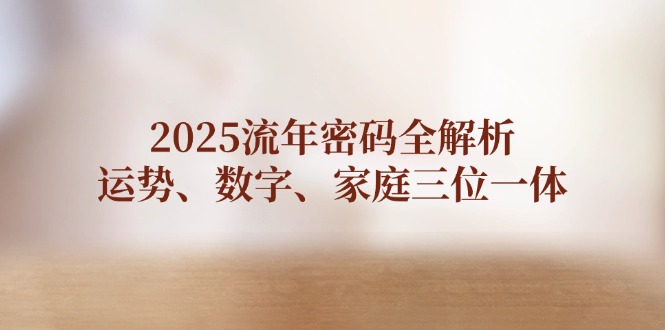 （14466期）2025流年密码全解析，运势、数字、家庭三位一体-生财赚 -赚钱新动力