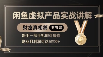 精品！闲鱼虚拟产品实战讲解，新手一部手机即可操作，副业月利润可达5k+-生财赚 -赚钱新动力