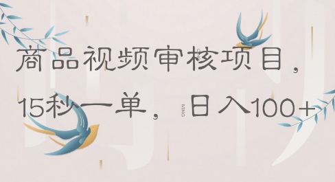 商品视频审核项目，15秒一单，日入100+-生财赚 -赚钱新动力