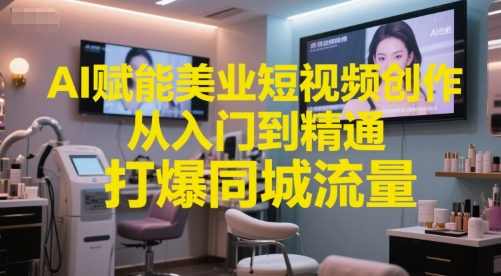 AI赋能美业短视频创作，从入门到精通，打爆同城流量，超级AI工具短视频实操落地-生财赚 -赚钱新动力