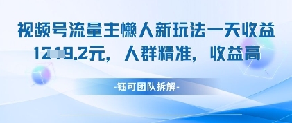 视频号流量主懒人新玩法，一天收益1k，人群精准收益高-生财赚 -赚钱新动力
