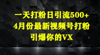 一天打粉日引流500+，4月份最新视频号打粉，引爆你的微信-生财赚 -赚钱新动力