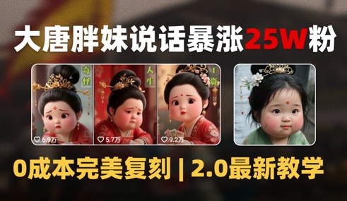 AI大唐胖贵妃说话2.0，40条视频暴涨40w粉，附独家变现攻略-生财赚 -赚钱新动力