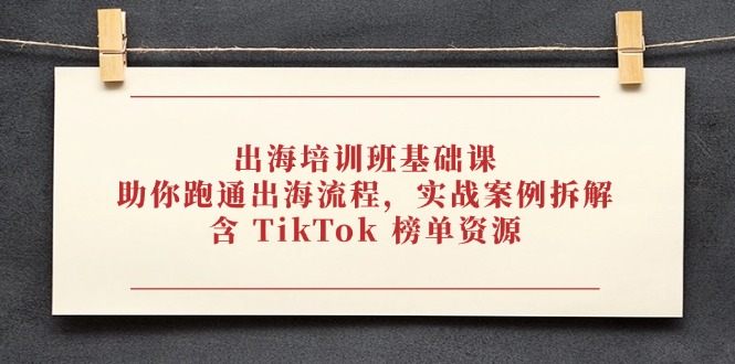 （14555期）出海培训班基础课，助你跑通出海流程，实战案例拆解，含 TikTok 榜单资源-生财赚 -赚钱新动力