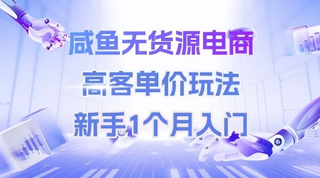 咸鱼无货源电商，高客单价玩法，新手1个月入门-生财赚 -赚钱新动力