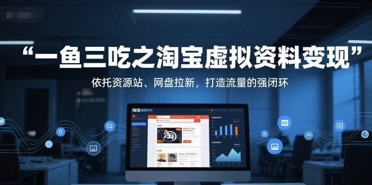 一鱼三吃之淘宝虚拟资料变现，依托资源站、网盘拉新，打造流量的强闭环-生财赚 -赚钱新动力
