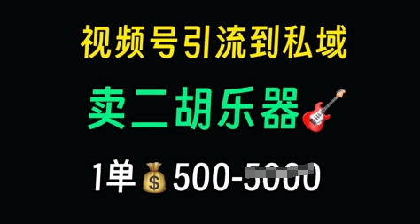 视频号引流到私域卖二胡乐器，1单利润5张，长期稳定项目-生财赚 -赚钱新动力