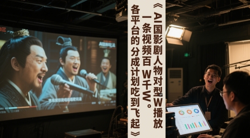 AI三国影视剧人物对口型唱歌玩法，一条视频百W千W播放，各平台的分成计划吃到飞起-生财赚 -赚钱新动力