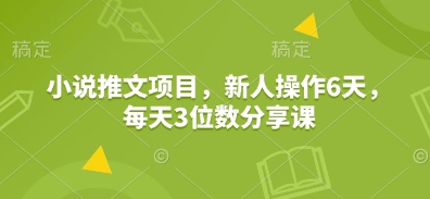 小说推文项目，新人操作6天，每天3位数分享课-生财赚 -赚钱新动力