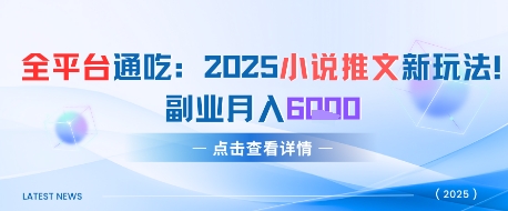 全平台通吃：2025小说推文新玩法，副业月入6k-生财赚 -赚钱新动力