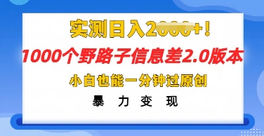 2025抖音1000个野路子信息差最新玩法，一分钟过原创，暴力变现月入几k-生财赚 -赚钱新动力