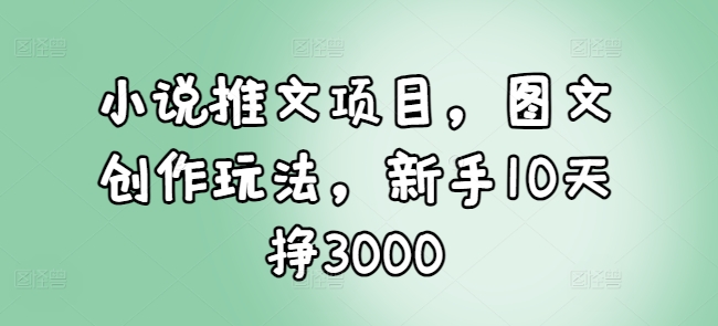 小说推文项目，图文创作玩法，新手10天挣3000-生财赚 -赚钱新动力