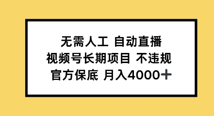 无需人工自动直播，视频号长期项目不违规，官方保底月入4000左右-生财赚 -赚钱新动力