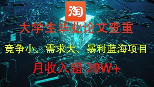 大学生毕业论文查重，暴利蓝海项目，月收入过1W+-生财赚 -赚钱新动力