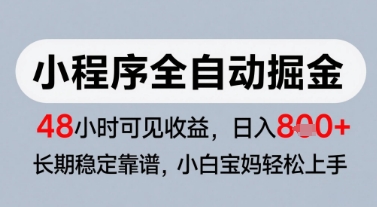 微信小程序全自动掘金，快速见收益，长期稳定靠谱，零基础友好，日入8张【揭秘】-生财赚 -赚钱新动力