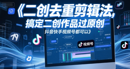 短视频二创去重剪辑法，搞定二创作品过原创，抖音快手视频号都可以-生财赚 -赚钱新动力