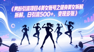 男粉引流项目4美女账号之健身美女拆解，日引流500+，变现多张-生财赚 -赚钱新动力