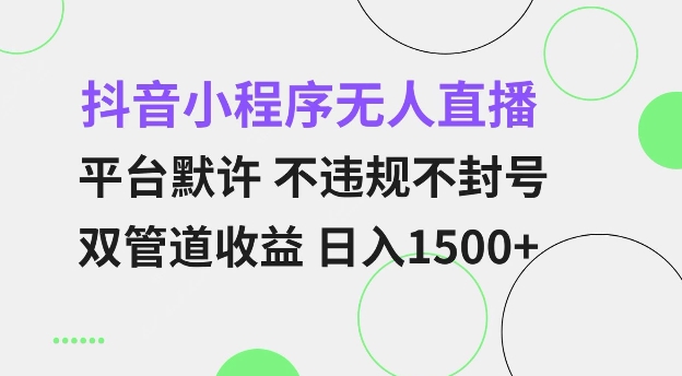 抖音小程序无人直播 平台默许 不违规不封号 双管道收益 日入多张 小白也能轻松操作【揭秘】-生财赚 -赚钱新动力