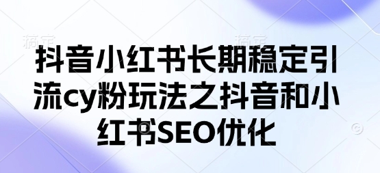 抖音小红书长期稳定引流cy粉玩法之抖音和小红书SEO优化-生财赚 -赚钱新动力