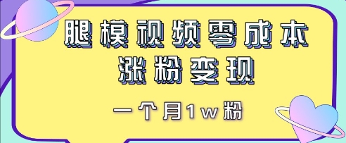 腿模视频，零成本涨粉变现，一个月1w粉-生财赚 -赚钱新动力