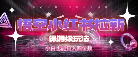 悟空小红书拉新，保姆级玩法，小白也能日入四位数-生财赚 -赚钱新动力