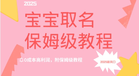 2025新风口项目宝宝取名，0成本高利润，附保姆级教程-生财赚 -赚钱新动力