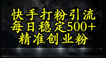 快手精准式打粉引流，每日稳定500+精准创业粉-生财赚 -赚钱新动力