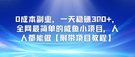 0成本副业，一天稳入3张，全网最简单的咸鱼小项目，人人都能做【附带项目教程】-生财赚 -赚钱新动力