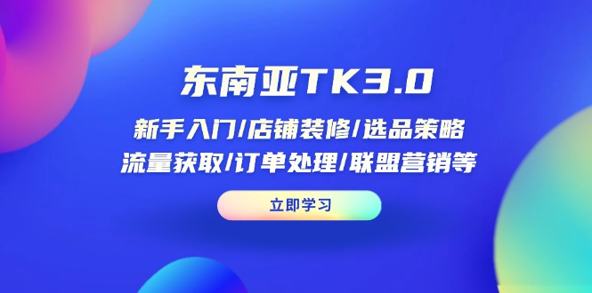 （14208期）东南亚TK3.0：新手入门/店铺装修/选品策略/流量获取/订单处理/联盟营销等-生财赚 -赚钱新动力