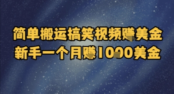 简单搬运搞笑视频挣美金，新手一个月入1k美金-生财赚 -赚钱新动力
