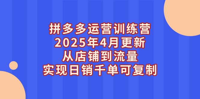 （14469期）拼多多运营训练营2025年4月更新，从店铺到流量，实现日销千单可复制-生财赚 -赚钱新动力