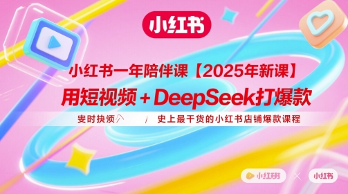 小红书一年陪伴课【2025年新课】，用短视频+deepSeek打爆款，史上最干货的小红书店铺爆款课程-生财赚 -赚钱新动力