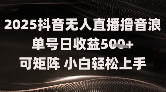 2025抖音无人直播撸音浪单号日收益5张+可矩阵，小白轻松上手-生财赚 -赚钱新动力
