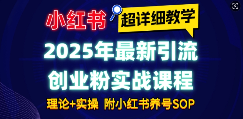 2025年最新小红书引流创业粉实战课程【超详细教学】小白轻松上手，月入1W+，附小红书养号SOP-生财赚 -赚钱新动力