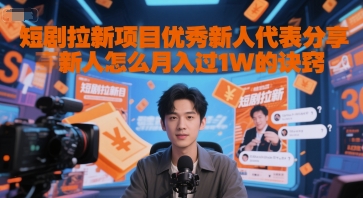 短剧拉新项目优秀新人代表分享新人怎么月入过1W的诀窍-生财赚 -赚钱新动力