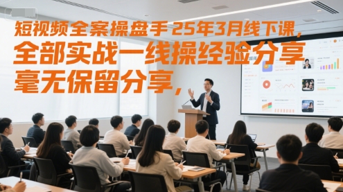 短视频全案操盘手25年3月线下课，全部实战一线操盘手经验分享，毫无保留分享，全是干货-生财赚 -赚钱新动力
