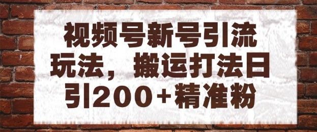 视频号新号引流玩法，搬运打法日引200+精准粉，可矩阵放大【揭秘】-生财赚 -赚钱新动力