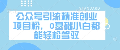 公众号引流精准创业项目粉，0基础小白都能轻松驾驭-生财赚 -赚钱新动力