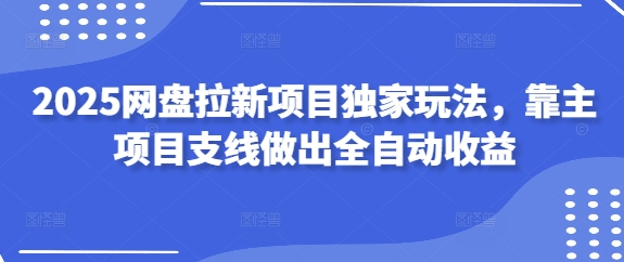 2025网盘拉新项目独家玩法，靠主项目支线做出全自动收益-生财赚 -赚钱新动力