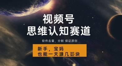 视频号新玩法，思维认知赛道，利用软件去重分割，轻松爆流量，新手宝妈一天轻松几张-生财赚 -赚钱新动力