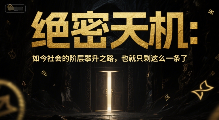 付费文章：绝密天机：如今社会的阶层攀升之路，也就只剩这么一条了-生财赚 -赚钱新动力