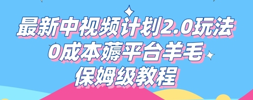 最新中视频计划2.0玩法，0成本薅平台羊毛，保姆级教程-生财赚 -赚钱新动力