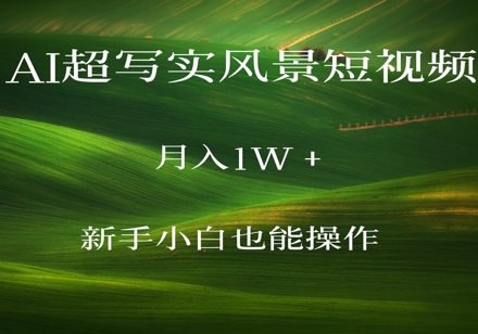 AI超写实风景短视频，月入1w，新手小白都能操作-生财赚 -赚钱新动力